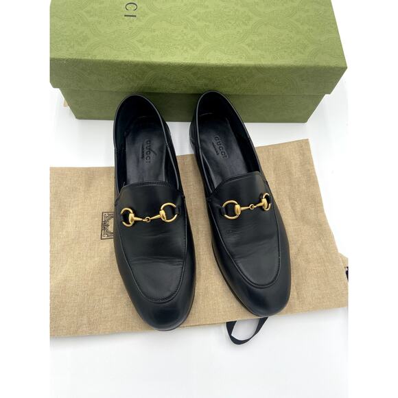 Gucci Jordaan Black Leather Loafers size 37